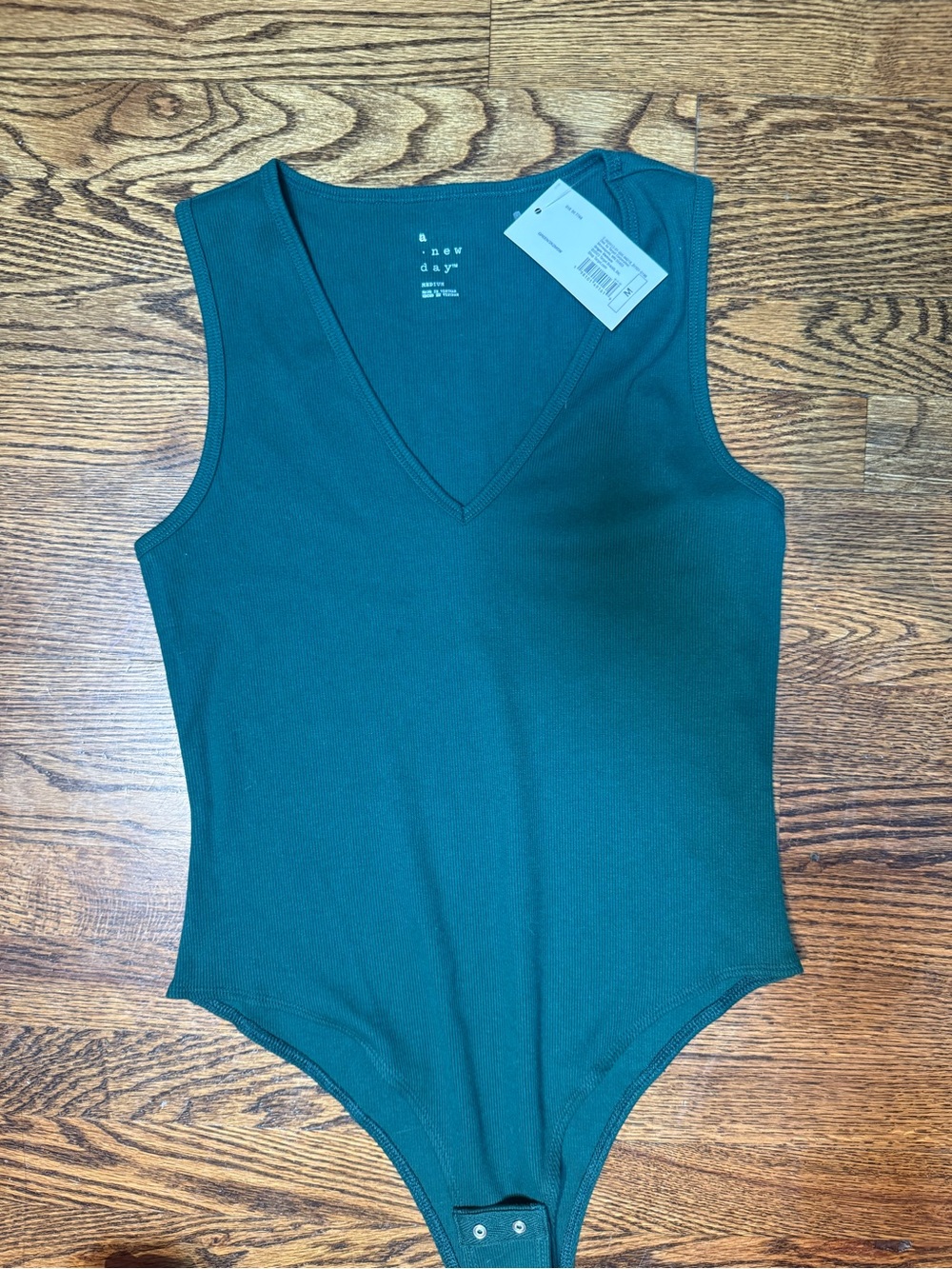 a new day Teal V-Neck Ribbed Bodysuit